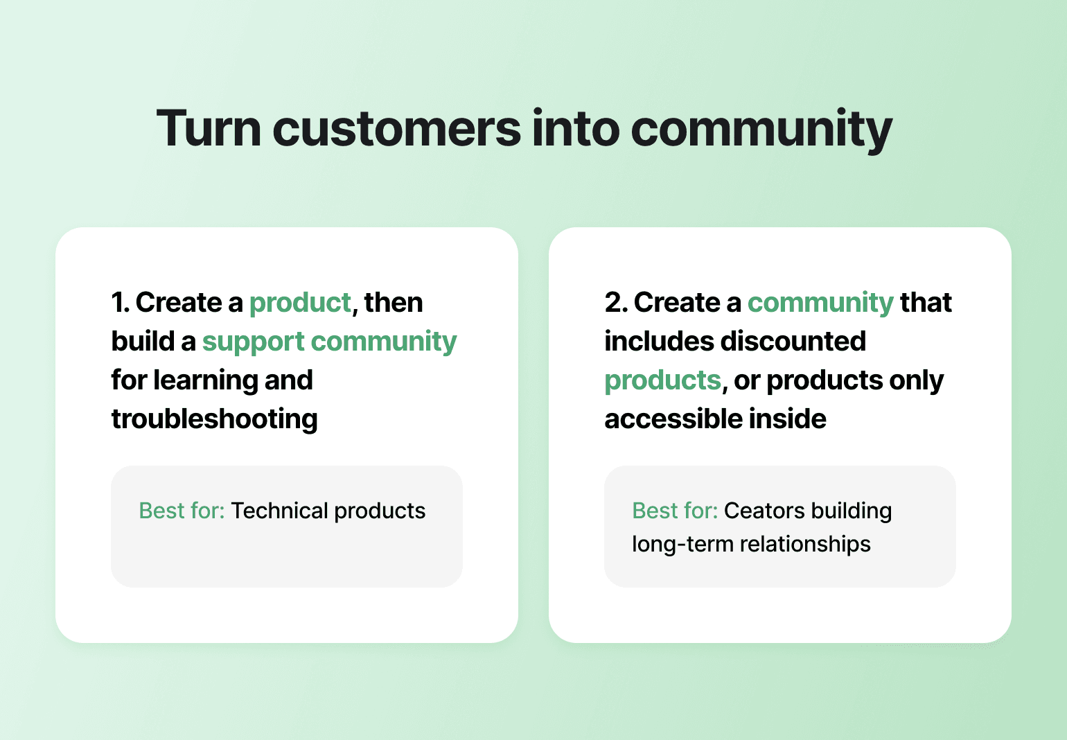 Two-step guide for building customer communities: product-first support approach and community-exclusive products strategy